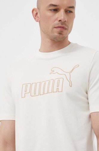 Puma tricou barbati, culoarea bej, cu imprimeu