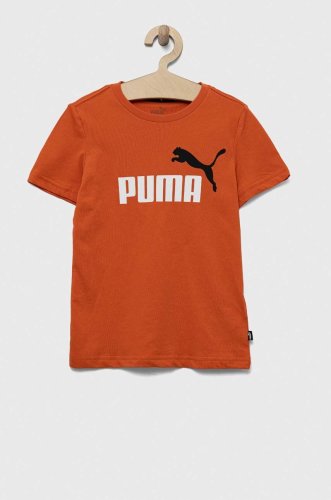 Puma tricou de bumbac pentru copii ess+ 2 col logo tee b culoarea portocaliu, cu imprimeu
