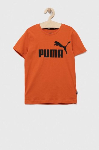 Puma tricou de bumbac pentru copii ess logo tee b culoarea portocaliu, cu imprimeu