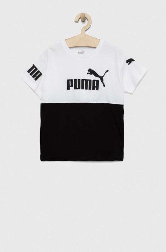 Puma tricou de bumbac pentru copii puma power tee b culoarea alb, cu imprimeu