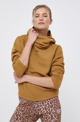 Reebok bluză femei, culoarea maro, material neted