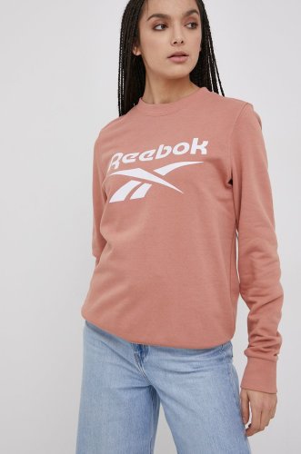Reebok bluză femei, culoarea portocaliu, cu imprimeu