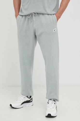 Reebok classic pantaloni de trening barbati, culoarea gri, neted