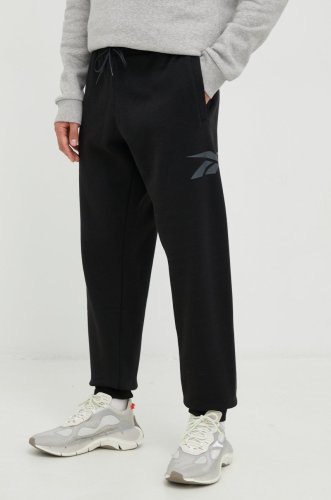 Reebok classic pantaloni de trening barbati, culoarea negru, cu imprimeu