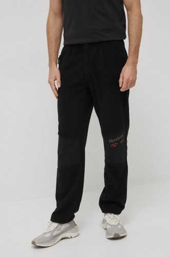 Reebok classic pantaloni hb5957 barbati, culoarea negru, drept