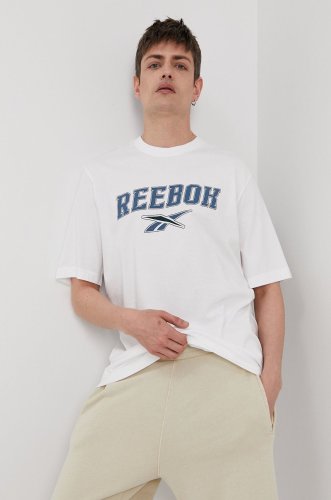 Reebok classic tricou bărbați, culoarea alb, cu imprimeu
