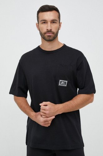 Reebok classic tricou barbati, culoarea negru, cu imprimeu hu2012-black