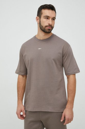 Reebok classic tricou din bumbac culoarea maro, neted
