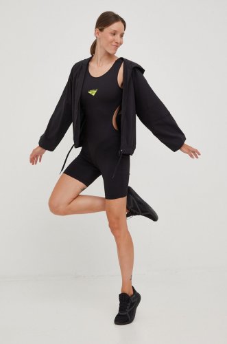 Reebok jachetă de alergare culoarea negru, de tranzitie, oversize