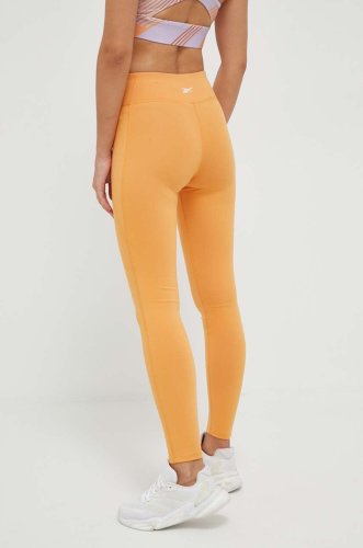 Reebok leggins de antrenament lux culoarea portocaliu, neted