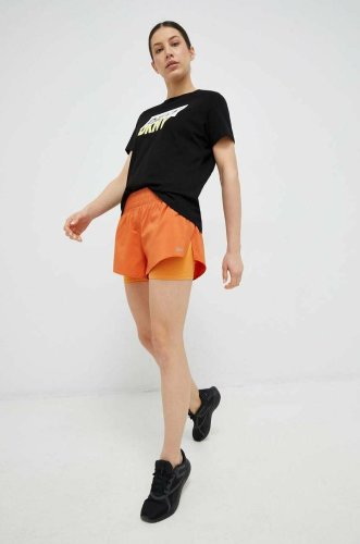 Reebok pantaloni scurți de alergare culoarea portocaliu, neted, medium waist