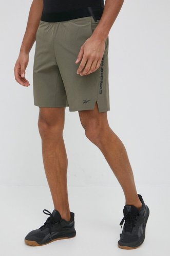 Reebok pantaloni scurți de antrenament graphic strength h46631 barbati, culoarea verde