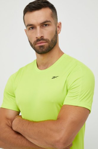 Reebok tricou de antrenament tech culoarea verde, neted