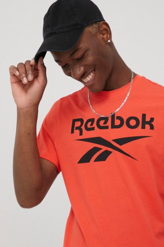 Reebok tricou din bumbac culoarea rosu, cu imprimeu