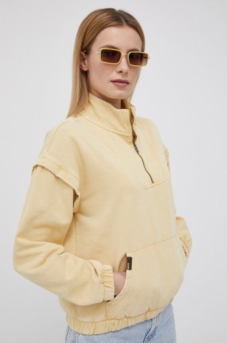 Roxy bluza femei, culoarea galben, neted