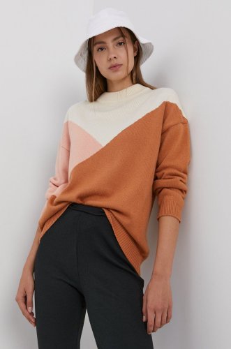 Roxy pulover femei, culoarea bej, light, cu turtleneck