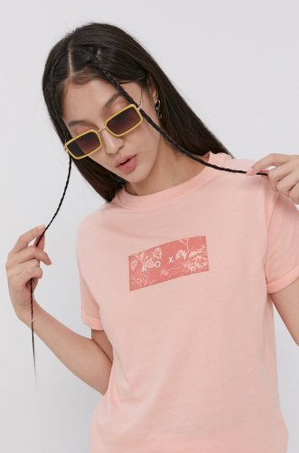 Roxy tricou din bumbac culoarea roz