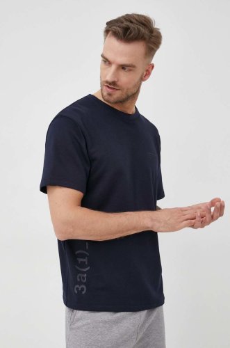 S.oliver tricou barbati, culoarea albastru marin, cu imprimeu