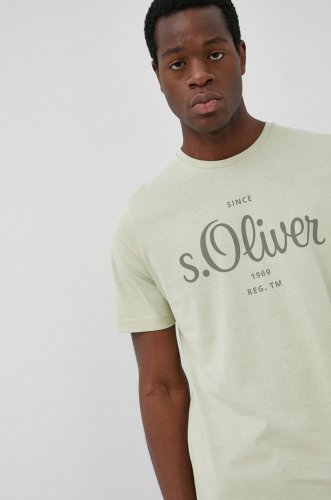 S.oliver tricou din bumbac culoarea verde, cu imprimeu