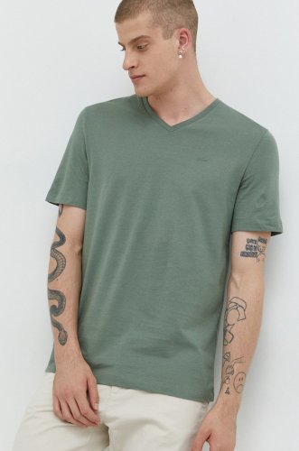 S.oliver tricou din bumbac culoarea verde, neted