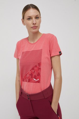 Salewa tricou sport geometric culoarea roz