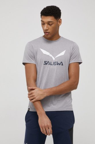 Salewa tricou sport solidlogo culoarea gri, cu imprimeu
