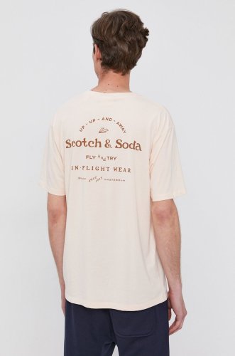 Scotch & soda tricou din bumbac culoarea roz, cu imprimeu