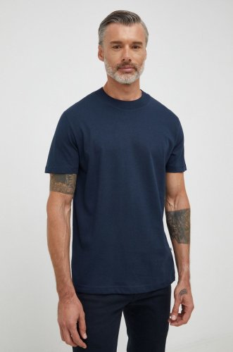 Selected homme tricou din bumbac culoarea albastru marin, neted