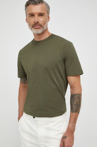 Selected homme tricou din bumbac culoarea verde, neted