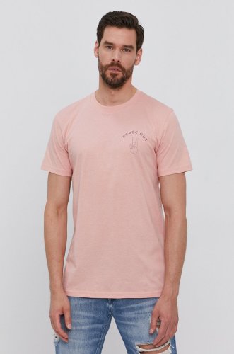 Selected tricou bărbați, culoarea roz, cu imprimeu