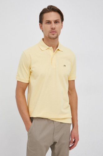 Selected tricou polo bărbați, culoarea galben, material neted