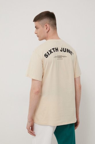 Sixth june tricou din bumbac culoarea bej, cu imprimeu