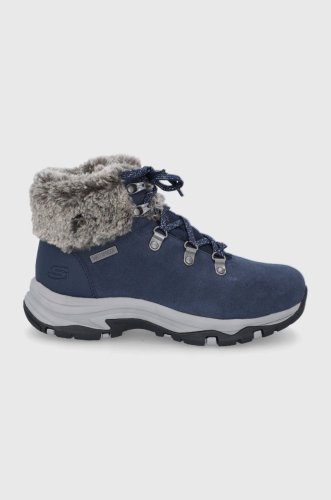 Skechers cizme de zapada din piele întoarsă culoarea albastru marin