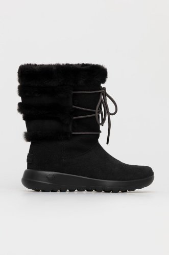 Skechers cizme de zapada din piele întoarsă culoarea negru