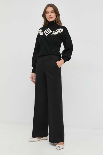 Spanx pantaloni femei, culoarea negru, lat, high waist