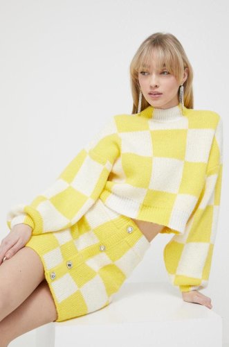 Stine goya pulover din amestec de lana femei, culoarea galben, călduros, cu turtleneck