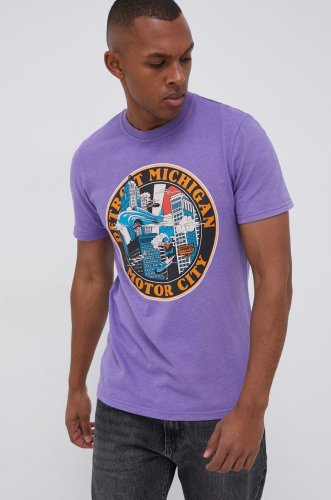 Superdry tricou bărbați, culoarea violet, cu imprimeu