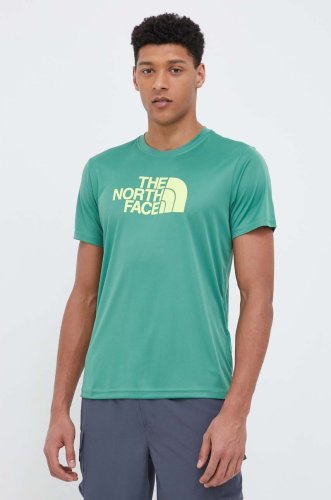 The north face tricou sport reaxion easy culoarea verde, cu imprimeu