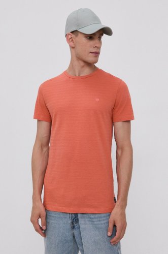 Tom tailor tricou bărbați, culoarea portocaliu, material neted