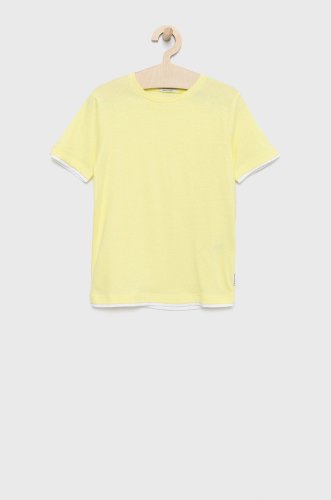 Tom tailor tricou de bumbac pentru copii culoarea galben, neted