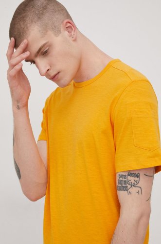 Tom tailor tricou din bumbac culoarea portocaliu, neted