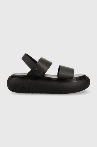 Tommy jeans sandale volume sandal stripe femei, culoarea negru, cu platforma, en0en02077