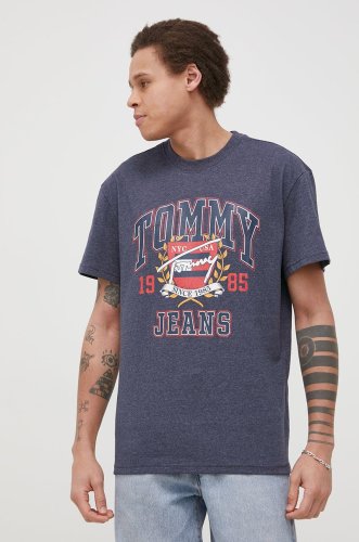 Tommy jeans tricou barbati, culoarea albastru marin, cu imprimeu