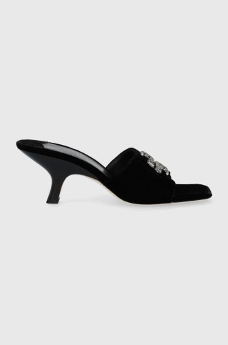 Tory burch papuci eleanor pave femei, culoarea negru, toc mic