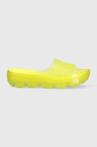 Ugg papuci jella clear slide femei, culoarea galben, cu platforma, 1136763