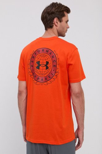 Under armour tricou 1366471 bărbați, culoarea portocaliu, cu imprimeu