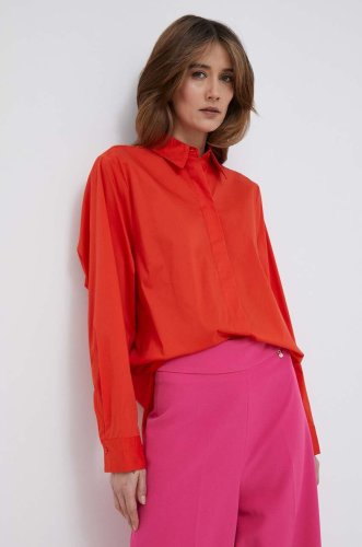 United colors of benetton camasa femei, culoarea rosu, cu guler clasic, relaxed