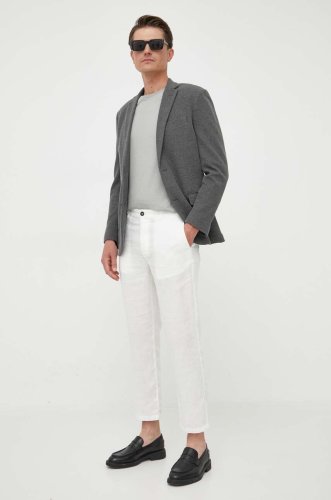 United colors of benetton pantaloni din in culoarea alb, drept