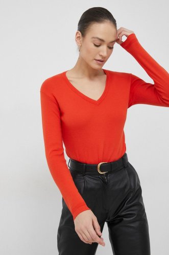United colors of benetton pulover de bumbac femei, culoarea portocaliu, light