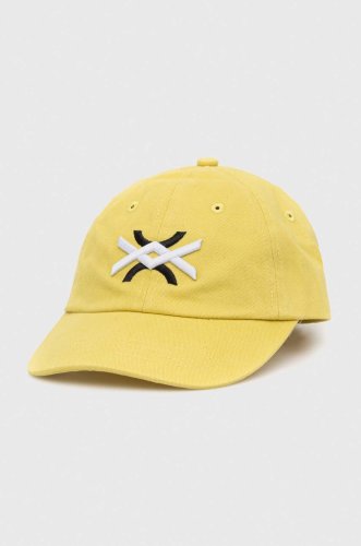 United colors of benetton șapcă din bumbac pentru copii culoarea galben, cu imprimeu